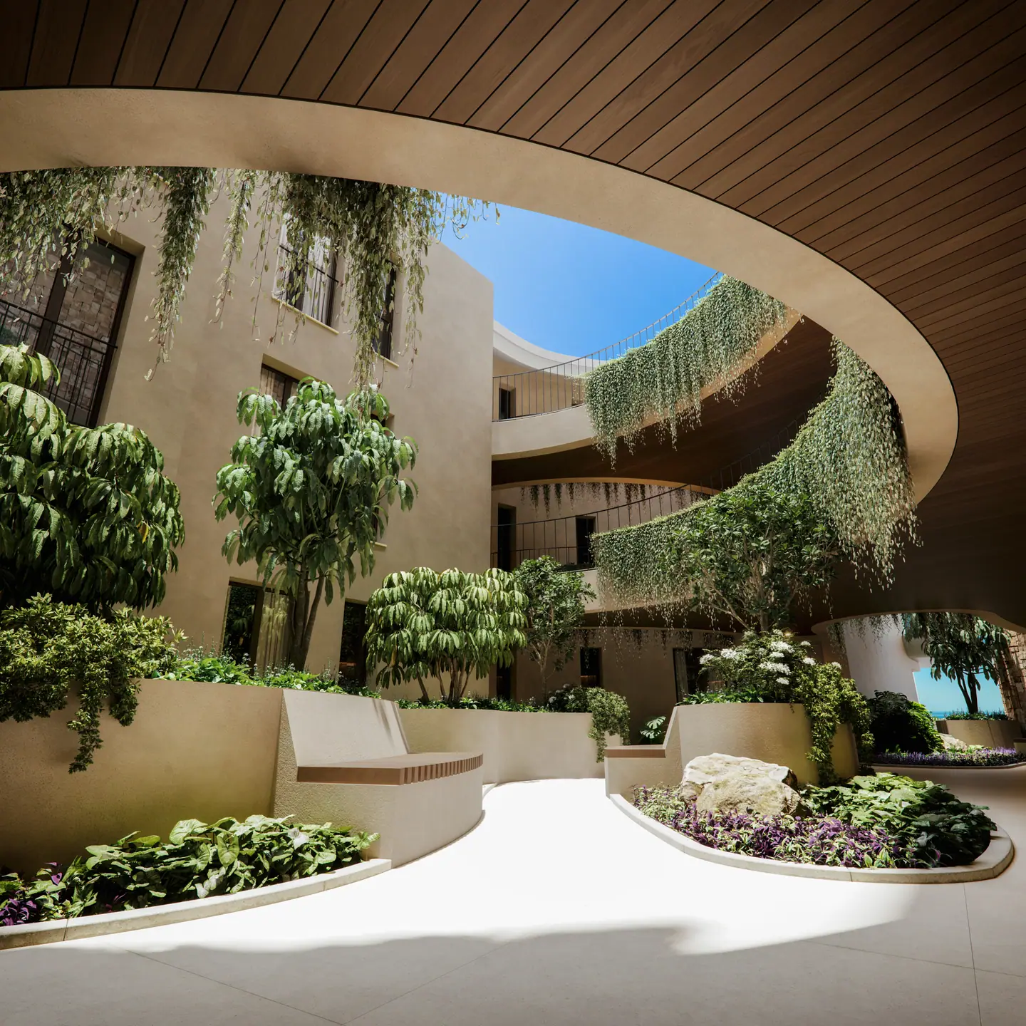 Óleo Fuengirola new apartment buildings inner courtyard